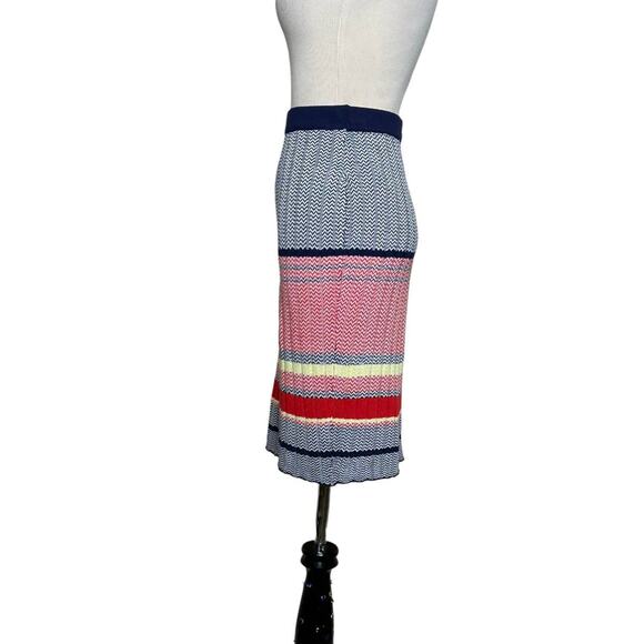 Lucy Paris blue red striped knit pull on tube skirt size Small - Picture 6 of 12